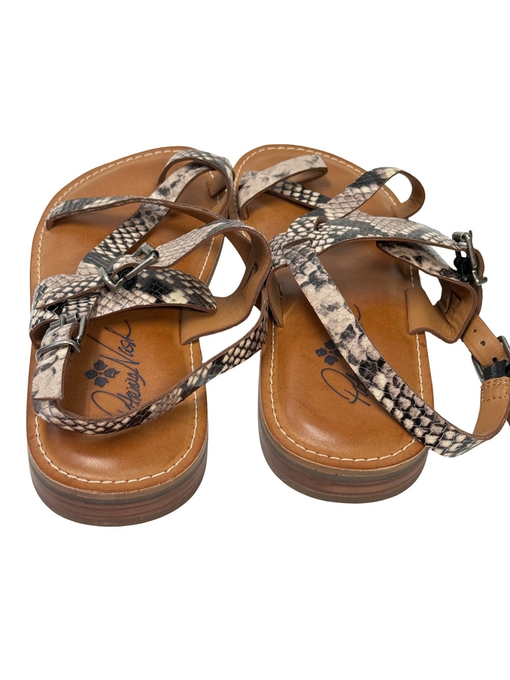 New Patricia Nash Fidella Leather Toe-Ring Sandals – Snake Print Size 8 - Picture 4 of 8